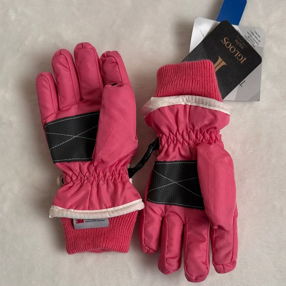 Igloos Bright Pink Kids Gloves with Cream Accents